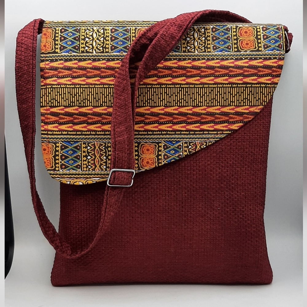 Jute African Ankara Adjustable Shoulder Purse Woman's Multipurpose Bag Handmade